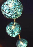 1 Set of 20 LED Turquoise 5cm Rattan Cane Ball Battery Powered String Lights Christmas Gift Home Wedding Party Bedroom Decoration Table Centrepiece Kings Warehouse 