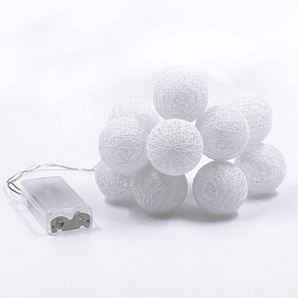 1 Set of 20 LED White 5cm Cotton Ball Battery Powered String Lights Christmas Gift Home Wedding Party Bedroom Decoration Outdoor Indoor Table Centrepiece Kings Warehouse 