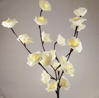 1 Set of 50cm H 20 LED White Rose Tree Branch Stem Fairy Light Wedding Event Party Function Table Vase Centrepiece Decoration Kings Warehouse 