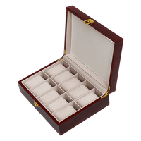 10 Grids Wooden Watch Case Glass Jewellery Storage Holder Box Wood Display Home & Garden Kings Warehouse 