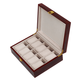 10 Grids Wooden Watch Case Glass Jewellery Storage Holder Box Wood Display Home & Garden Kings Warehouse 
