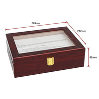 10 Grids Wooden Watch Case Glass Jewellery Storage Holder Box Wood Display Kings Warehouse 