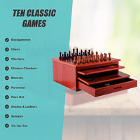 10 in 1 Wooden Chess Board Games Slide Out Checkers House Unit Set Gift & Novelty Kings Warehouse 