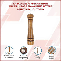 10" Manual Pepper Grinder Multipurpose Flavouring Bottle Cruet Kitchen Tools Home & Garden Kings Warehouse 