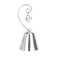10 Pack of Silver Wedding Kissing Bell Name Card Stand Holder with Heart in Ring Bomboniere Favour Gift Kings Warehouse 