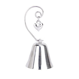 10 Pack of Silver Wedding Kissing Bell Name Card Stand Holder with Heart in Ring Bomboniere Favour Gift Kings Warehouse 