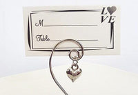 10 Pack of Silver Wedding Kissing Bell Name Card Stand Holder with Heart in Ring Bomboniere Favour Gift Kings Warehouse 