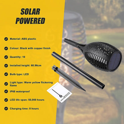 10 Pack Solar Torch Lights 96 LED Flickering Lighting Dancing Flame Garden Lamp Home & Garden Kings Warehouse 
