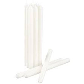 10 pack white wax 20cm taper church house vigil candleabra candle 2CM WIDE Kings Warehouse 
