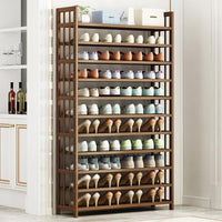 10 Tier Tower Bamboo Wooden Shoe Rack Corner Shelf Stand Storage Organizer Furniture Kings Warehouse 