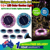 10 x Solar LED Hand-made Art Stained Glass Inground Light for Garden Outdoor Deck Path Kings Warehouse 
