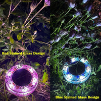 10 x Solar LED Hand-made Art Stained Glass Inground Light for Garden Outdoor Deck Path Kings Warehouse 