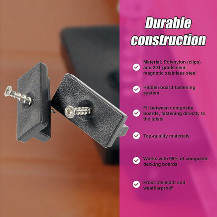 100 Composite Decking Hidden Fixing Fasteners Plastic T Clips & Screws Home & Garden KingsWarehouse 