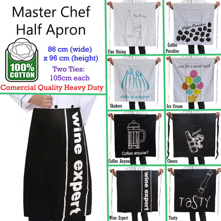 100% Cotton Master Chef Half Apron Heavy Duty Cheers Home & Garden Kings Warehouse 