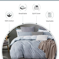 100% Cotton Nathan Reversible Printed Quilt Cover Set - King Size Home & Garden Kings Warehouse 