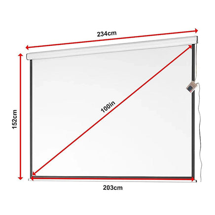100" Electric Motorised Projector Screen TV +Remote Audio & Video Kings Warehouse 