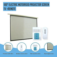 100" Electric Motorised Projector Screen TV +Remote Audio & Video Kings Warehouse 