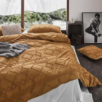 100% Premium Brushed Microfibre Tufted (3Pcs) Quilt Cover Set - Caramel - Queen Size Home & Garden Kings Warehouse 