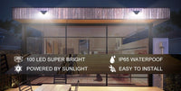 100 Waterproof LED Motion Sensor Solar Security Lights Outdoor (2pack) Kings Warehouse 