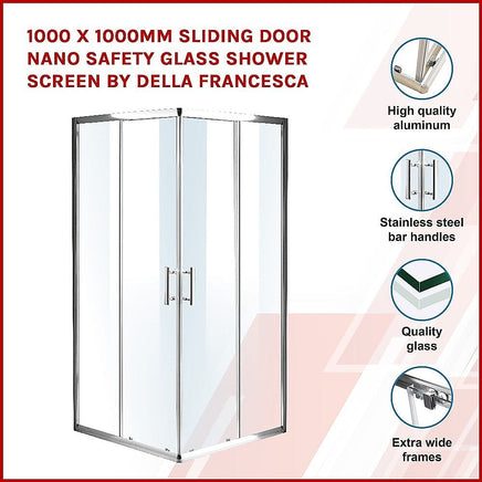 1000 x 1000mm Sliding Door Nano Safety Glass Shower Screen By Della Francesca Furniture Kings Warehouse 