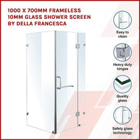 1000 x 700mm Frameless 10mm Glass Shower Screen By Della Francesca Kings Warehouse 