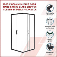 1000 x 800mm Sliding Door Nano Safety Glass Shower Screen By Della Francesca Furniture Kings Warehouse 