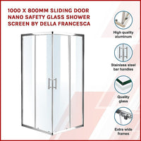 1000 x 800mm Sliding Door Nano Safety Glass Shower Screen By Della Francesca Furniture Kings Warehouse 