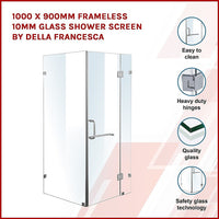 1000 x 900mm Frameless 10mm Glass Shower Screen By Della Francesca Kings Warehouse 