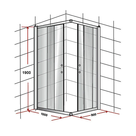 1000 x 900mm Sliding Door Nano Safety Glass Shower Screen By Della Francesca Furniture Kings Warehouse 