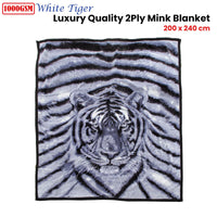 1000GSM White Tiger Luxury Quality 2 Ply Mink Blanket 200 x 240 cm Home & Garden Kings Warehouse 