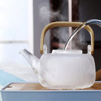 1000ml Glass Teapot Tea Pot Coffee Kettle With Bamboo Handle Japanese Style Kings Warehouse 