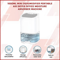 1000ML Mini Dehumidifier Portable Air Dryer Office Moisture Absorber Machine Appliances Kings Warehouse 