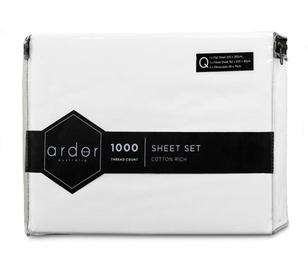 1000TC Cotton Rich SHEET SET - KING SINGLE Home & Garden Kings Warehouse 