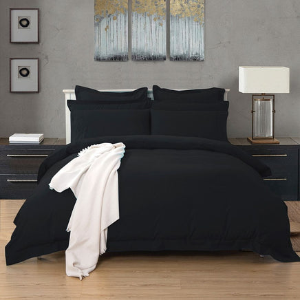 1000TC Tailored King Single Size Black Duvet Quilt Cover Set Home & Garden Kings Warehouse 