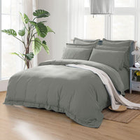 1000TC Tailored King Single Size Grey Duvet Quilt Cover Set Home & Garden Kings Warehouse 