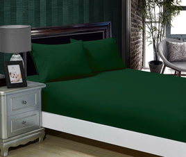 1000TC Ultra Soft Fitted Sheet & Pillowcase Set - King Single Size Bed - Dark Green Home & Garden Kings Warehouse 