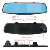 1080P Rear View Reversing Mirror 4.3'' Front And Rear DVR Car Dash Camera Dual Lens Kings Warehouse 