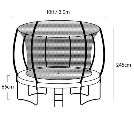 10ft Outdoor Trampoline Kids Children With Safety Enclosure Pad Mat Ladder Basketball Hoop Set - Rainbow Sports & Fitness Kings Warehouse 