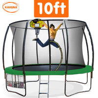 10ft Outdoor Trampoline With Safety Enclosure Pad Ladder Basketball Hoop Set Green Sports & Fitness Kings Warehouse 