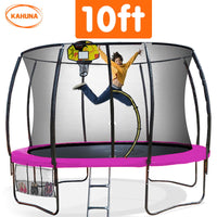 10ft Outdoor Trampoline With Safety Enclosure Pad Ladder Basketball Hoop Set Pink Sports & Fitness Kings Warehouse 