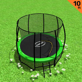 10ft Trampoline Free Ladder Spring Mat Net Safety Pad Cover Round Enclosure Green Sports & Fitness Kings Warehouse 