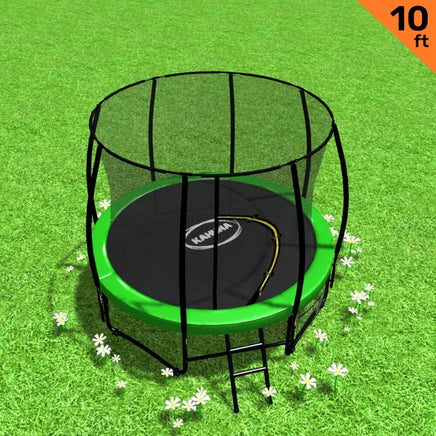 10ft Trampoline Free Ladder Spring Mat Net Safety Pad Cover Round Enclosure Green Sports & Fitness Kings Warehouse 