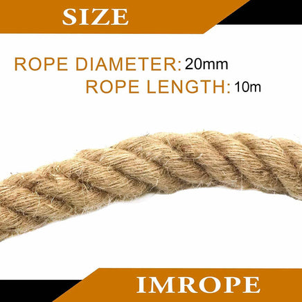 10m Sisal 20mm Rope Natural Twine Cord Thick Jute Hemp Manila Crafting Home Decor Kings Warehouse 