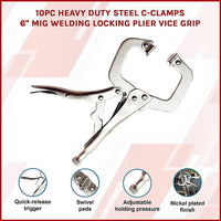 10pc Heavy Duty Steel C-Clamps 6" Mig Welding Locking Plier Vice Grip Tools Kings Warehouse 