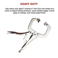 10pc Heavy Duty Steel C-Clamps 6" Mig Welding Locking Plier Vice Grip Tools Kings Warehouse 