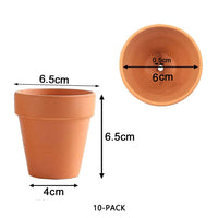 10x 6cm Flower Pot Pots Clay Ceramic Plant Drain Hole Succulent Cactus Nursery Planter Kings Warehouse 