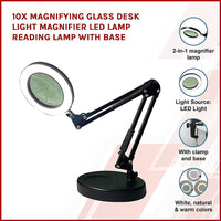 10X Magnifying Glass Desk Light Magnifier LED Lamp Reading Lamp With Base Kings Warehouse 