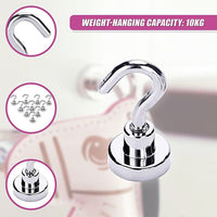 10x Strong Rare Earth N38 Neodymium Magnetic Hanger Holder 10kg Magnet Hooks Home & Garden Kings Warehouse 