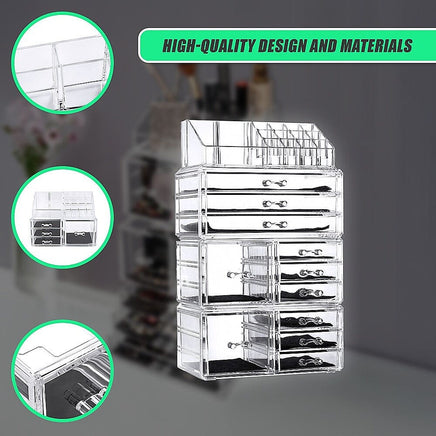 11 Drawers Clear Acrylic Tower Organiser Cosmetic jewellery Luxury Storage Cabinet Health & Beauty Kings Warehouse 