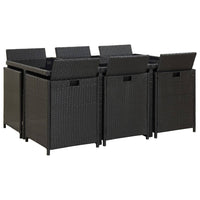 11 Piece Outdoor Dining Set with Cushions Poly Rattan Black Kings Warehouse 